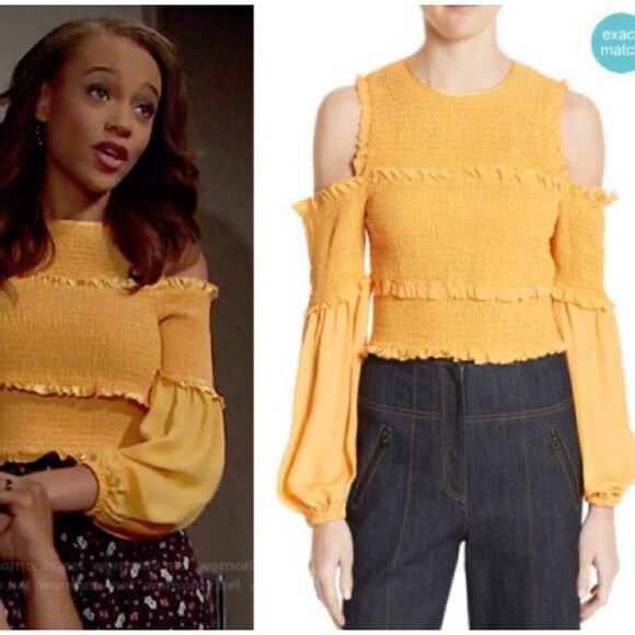 Cinq a Sept Pascal Cold Shoulder Silk Top Sienna size Small - Picture 10 of 11